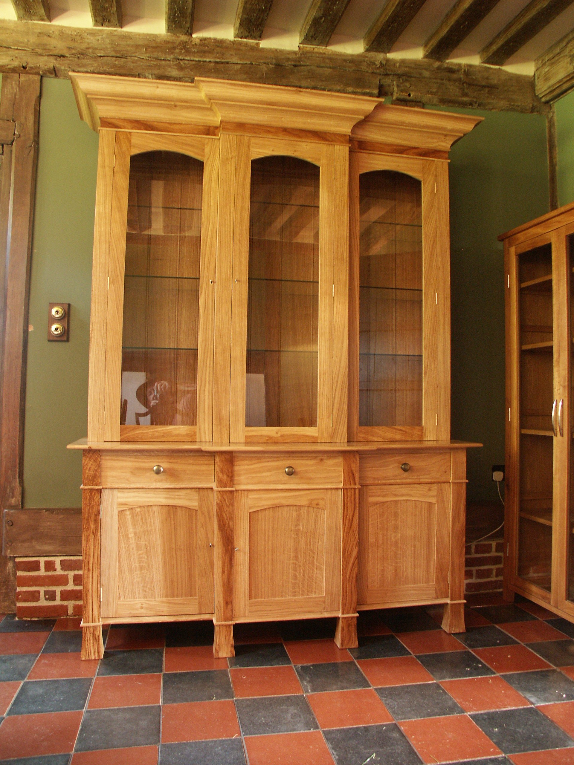 oak display cabinet