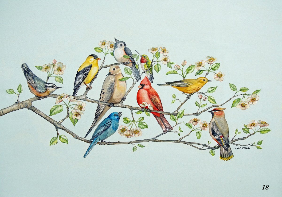 Birds on Blossoming Branches