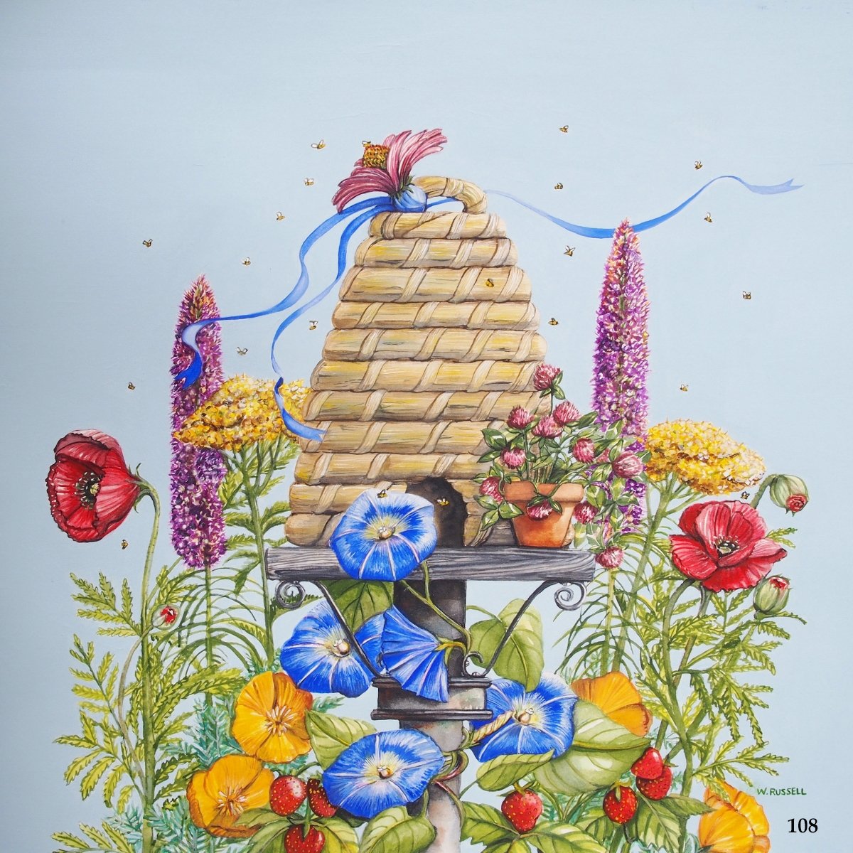 Bee Skep with Flowers