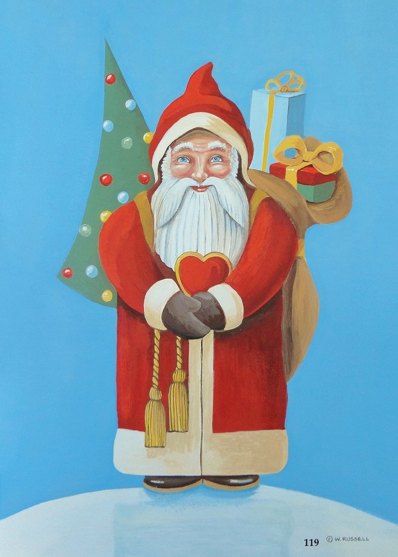 Folk Art Style Santa with Heart