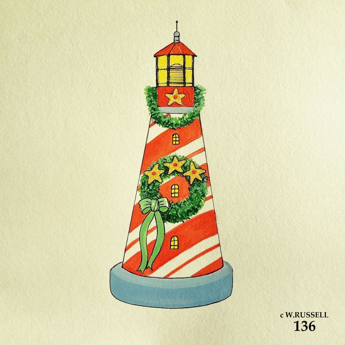 Peppermint Lighthouse Holiday Ornament Concept