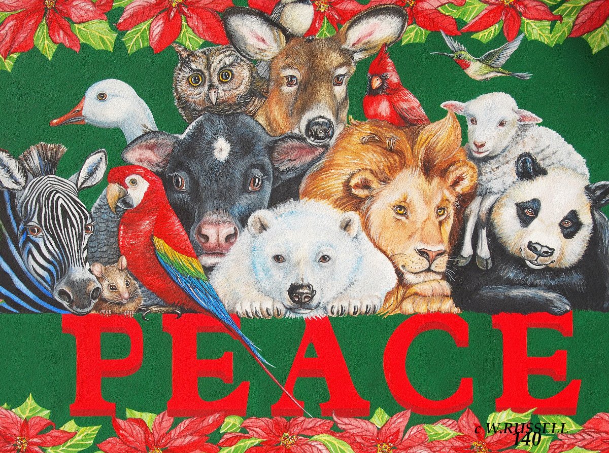 PEACE Holiday Sign with Animals