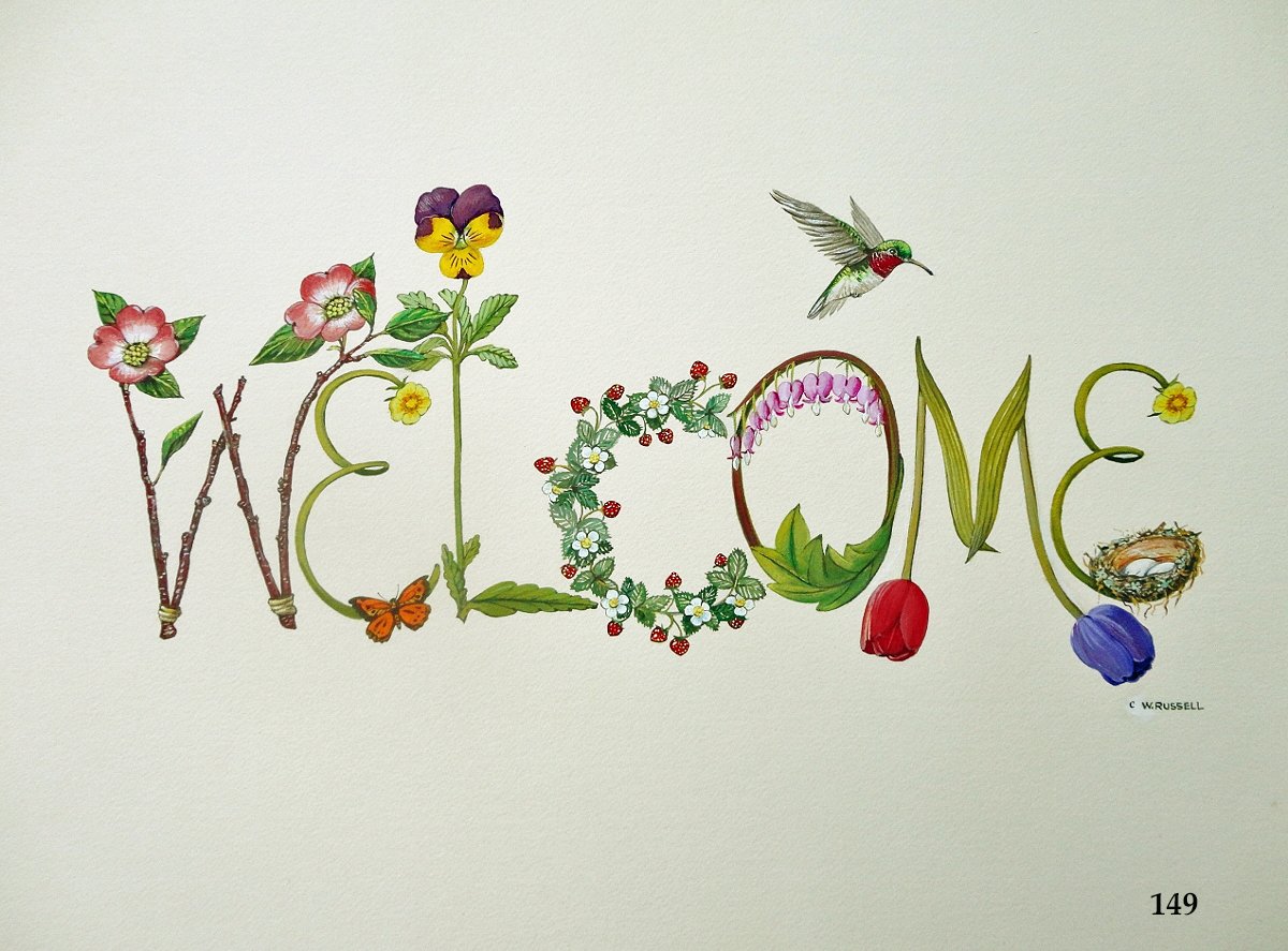 Welcome Sign With Decorative Letters