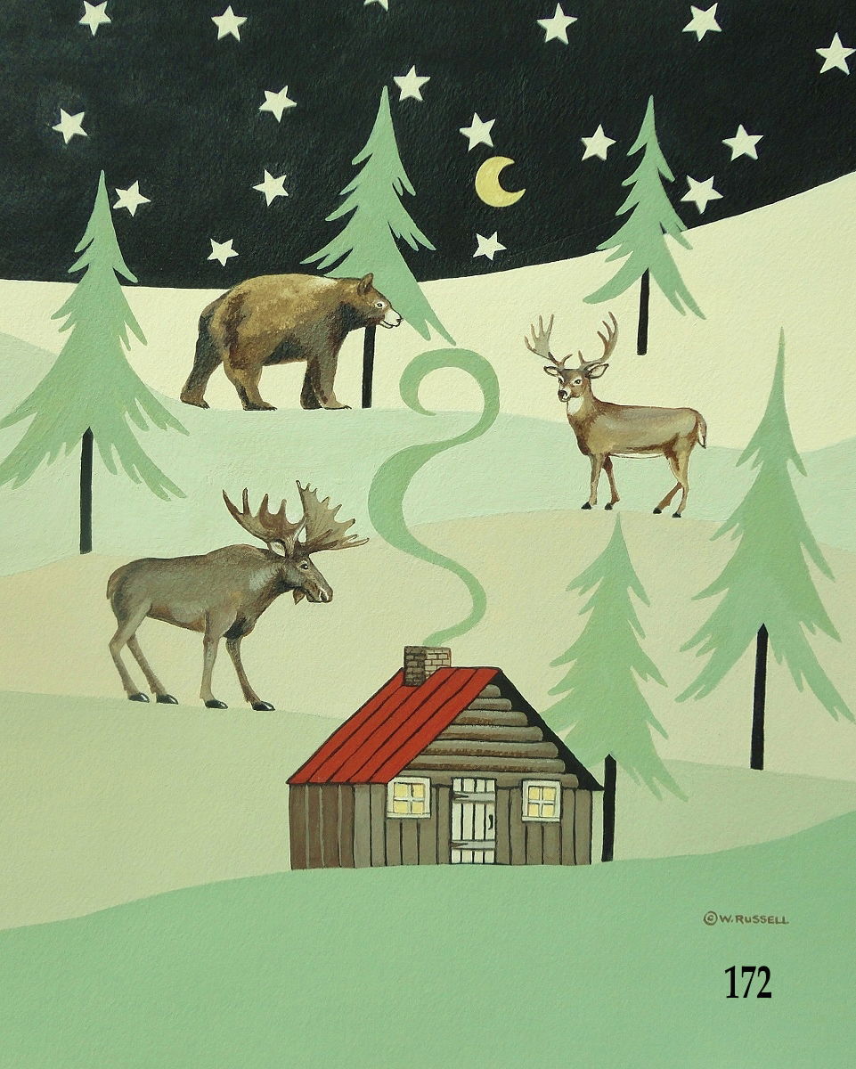 Lodge Style Cabin and Forest Animals