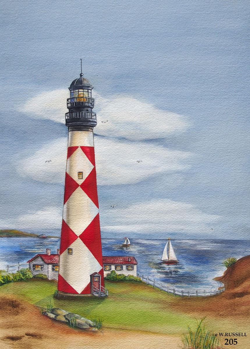 Lighthouse with Red and White Diamonds