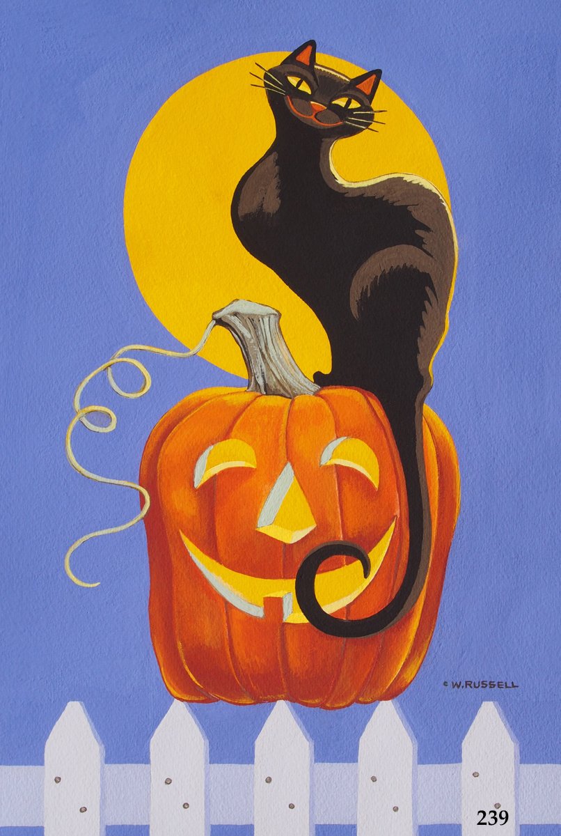 Halloween Black Cat and Pumpkin