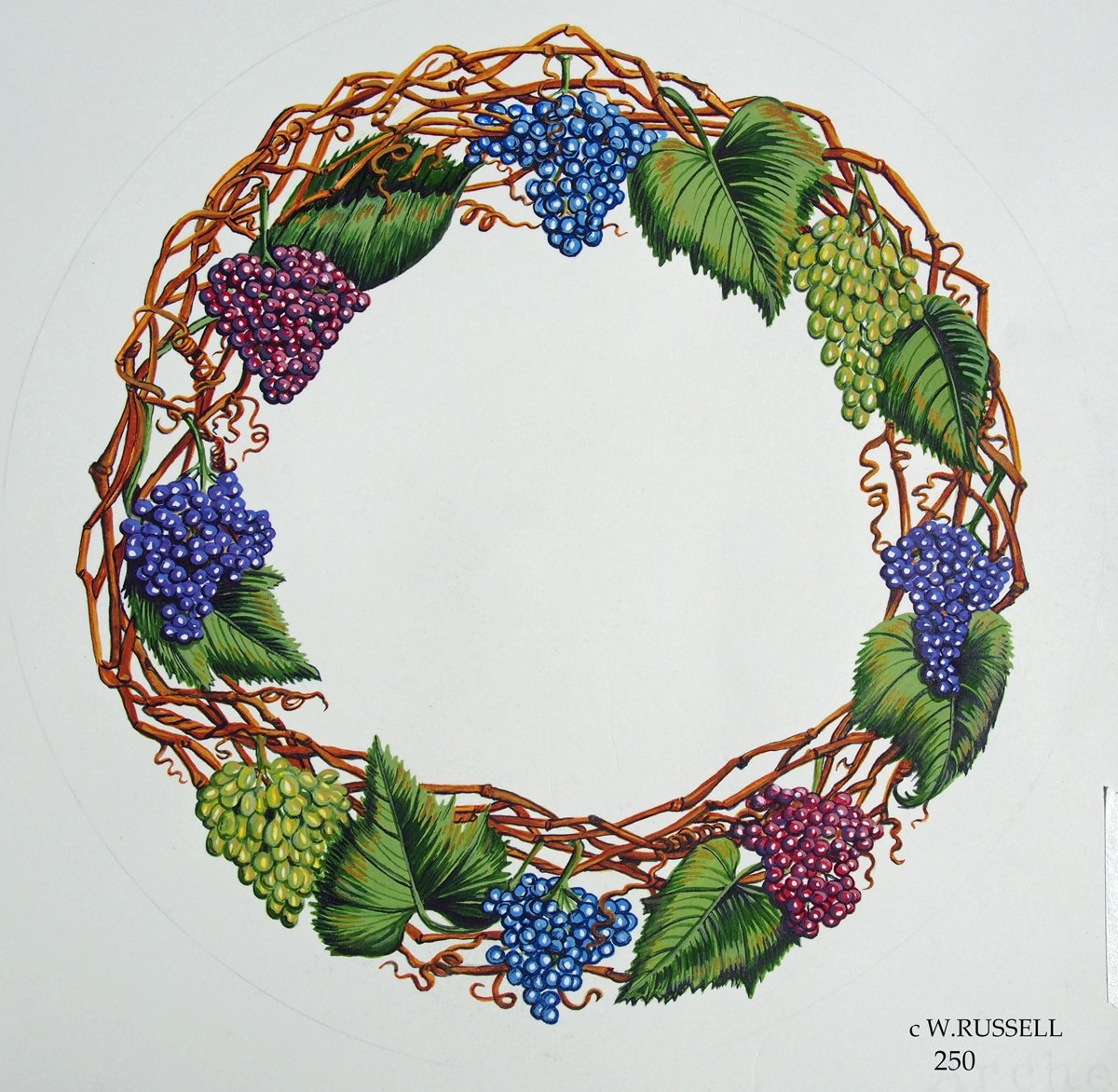 Holiday Grapevine and Grapes Wreath Border