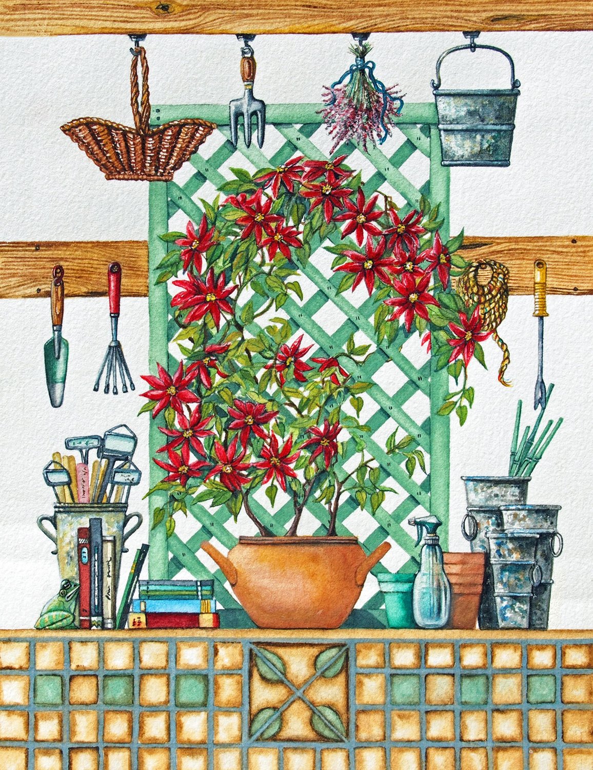 Garden Shed Series with Red Flowering Plant
