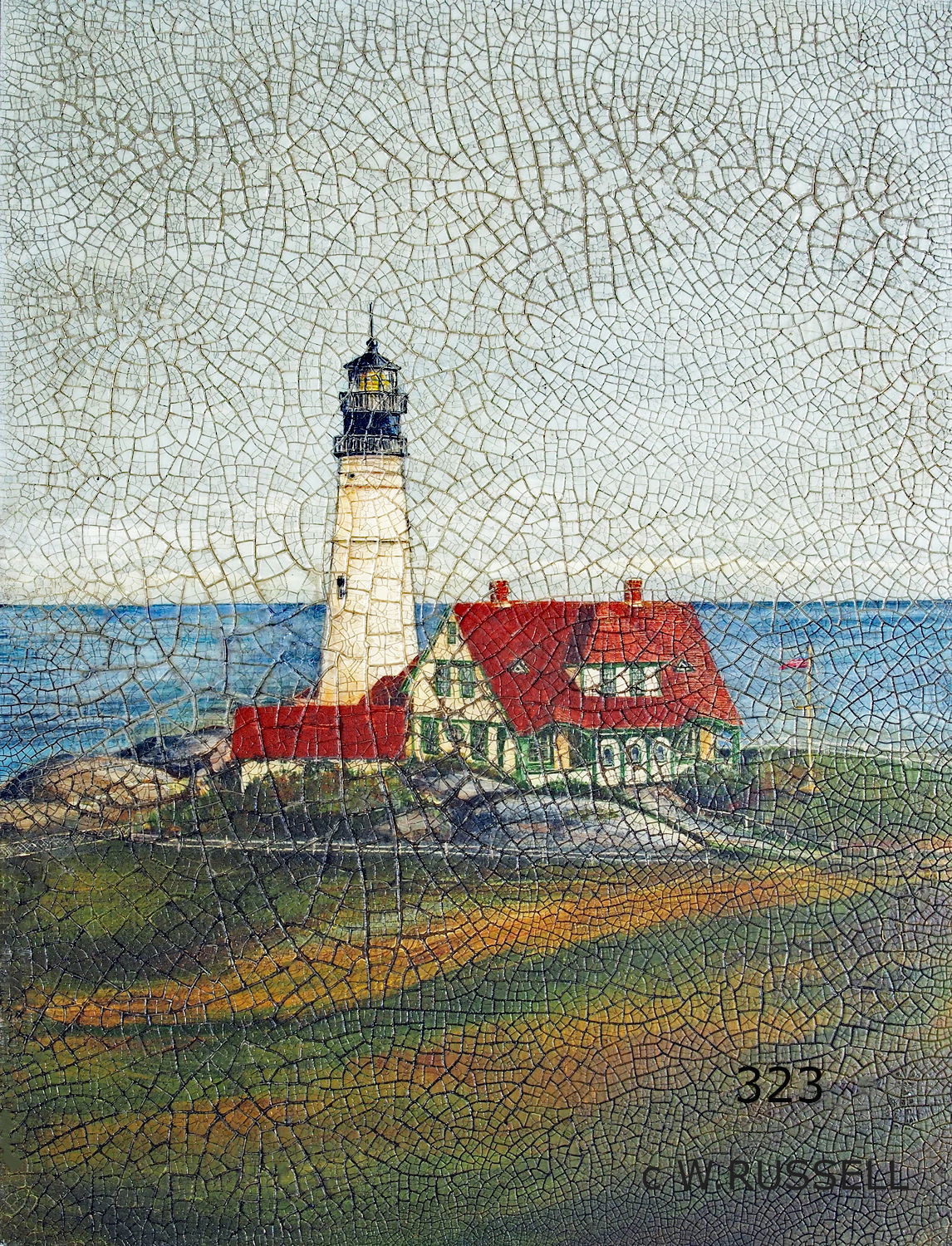 Crackled Lighthouse Portland Maine