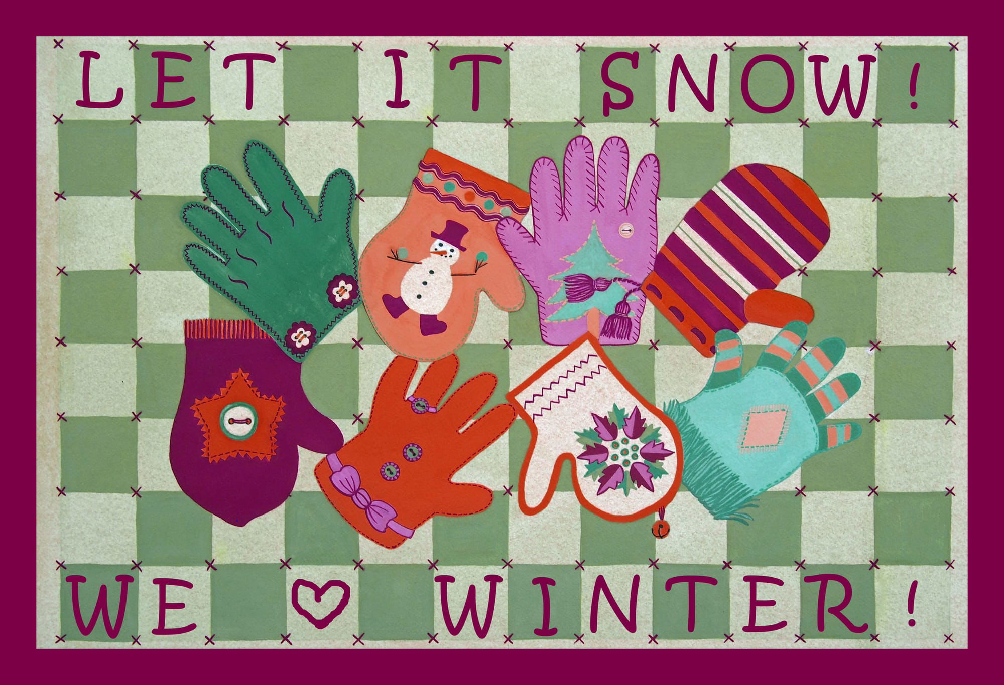 Mittens Folk Art Variation w Text