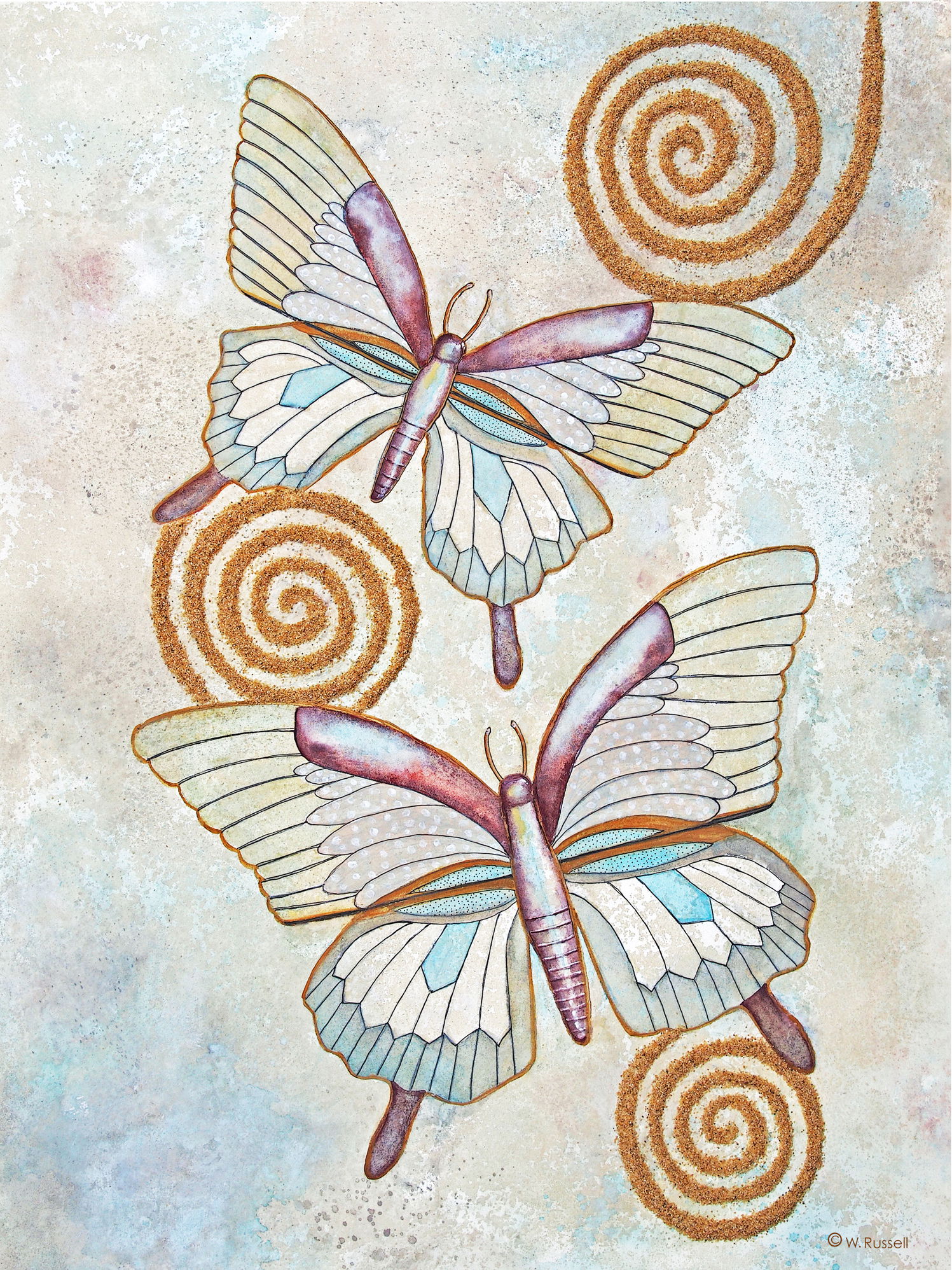 Butterfly Pair with Spirals