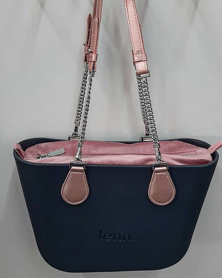 Charcoal colour, pink velvet inner Petite Fenn Handbag (NEW RANGE ...