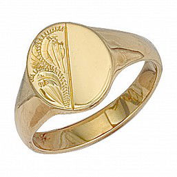 Y/G Oval Engraved Signet Ring - Collingwood The Jeweller