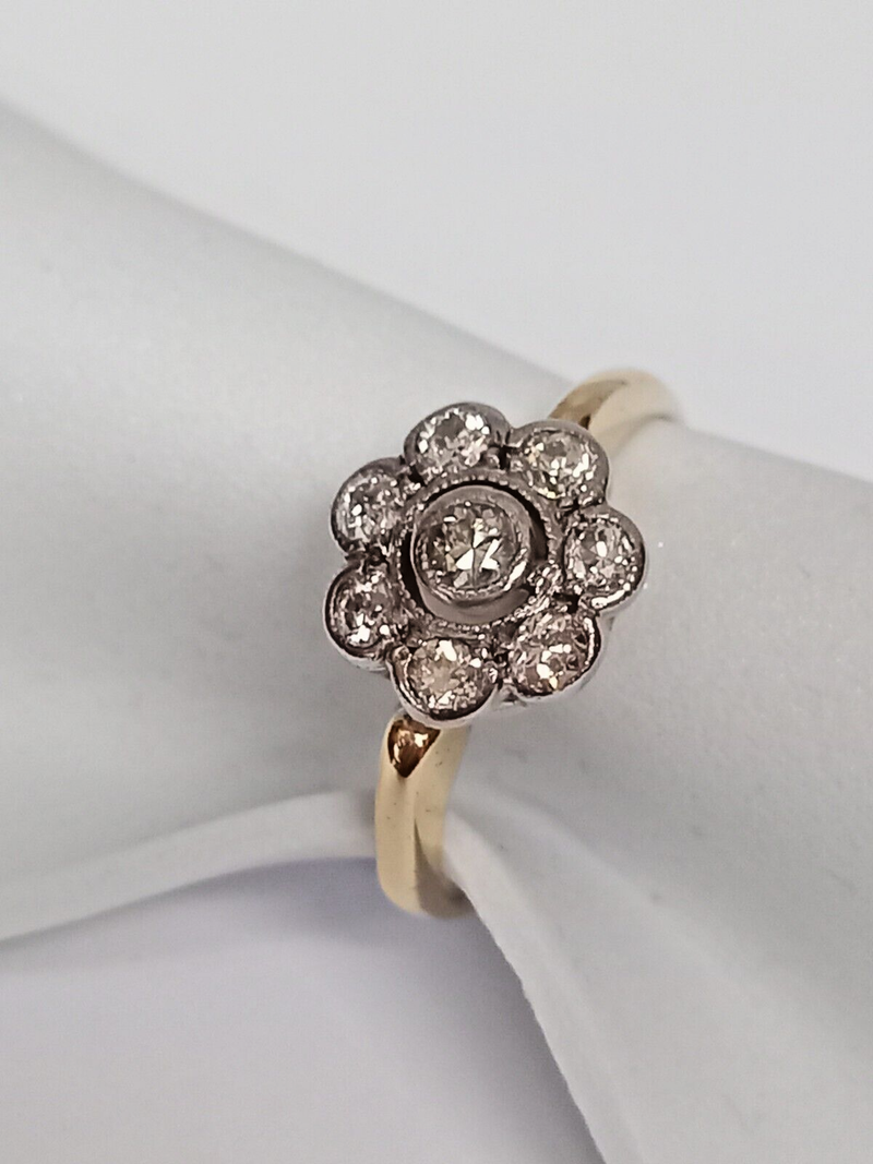 0.50ct Old Cut Diamond Cluster Ring 18ct yellow gold - Collingwood The ...