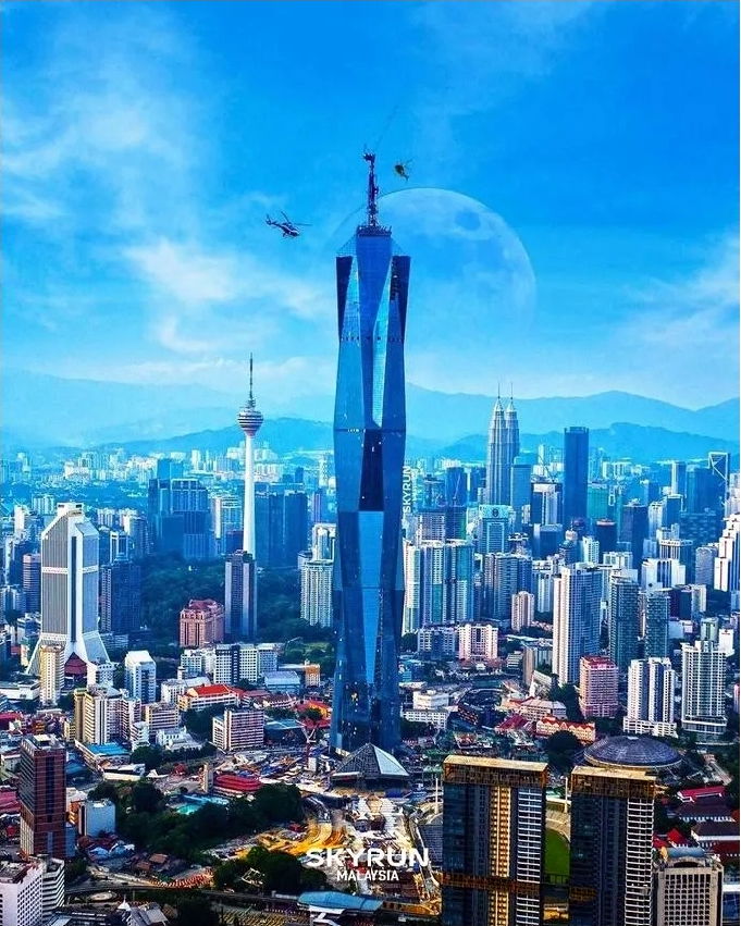 The world's 2nd? 644-meter glass curtain wall of PNB118 Building in Kuala Lumpur is completed.