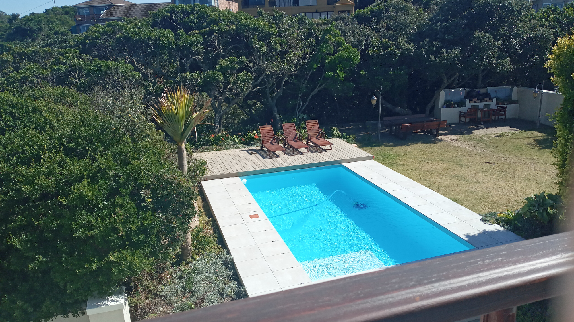 View of Pool from Upper Back Deck