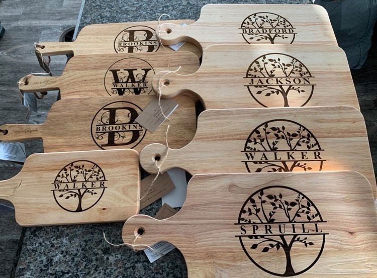 Different size Oak cutting boards w/ large monograms