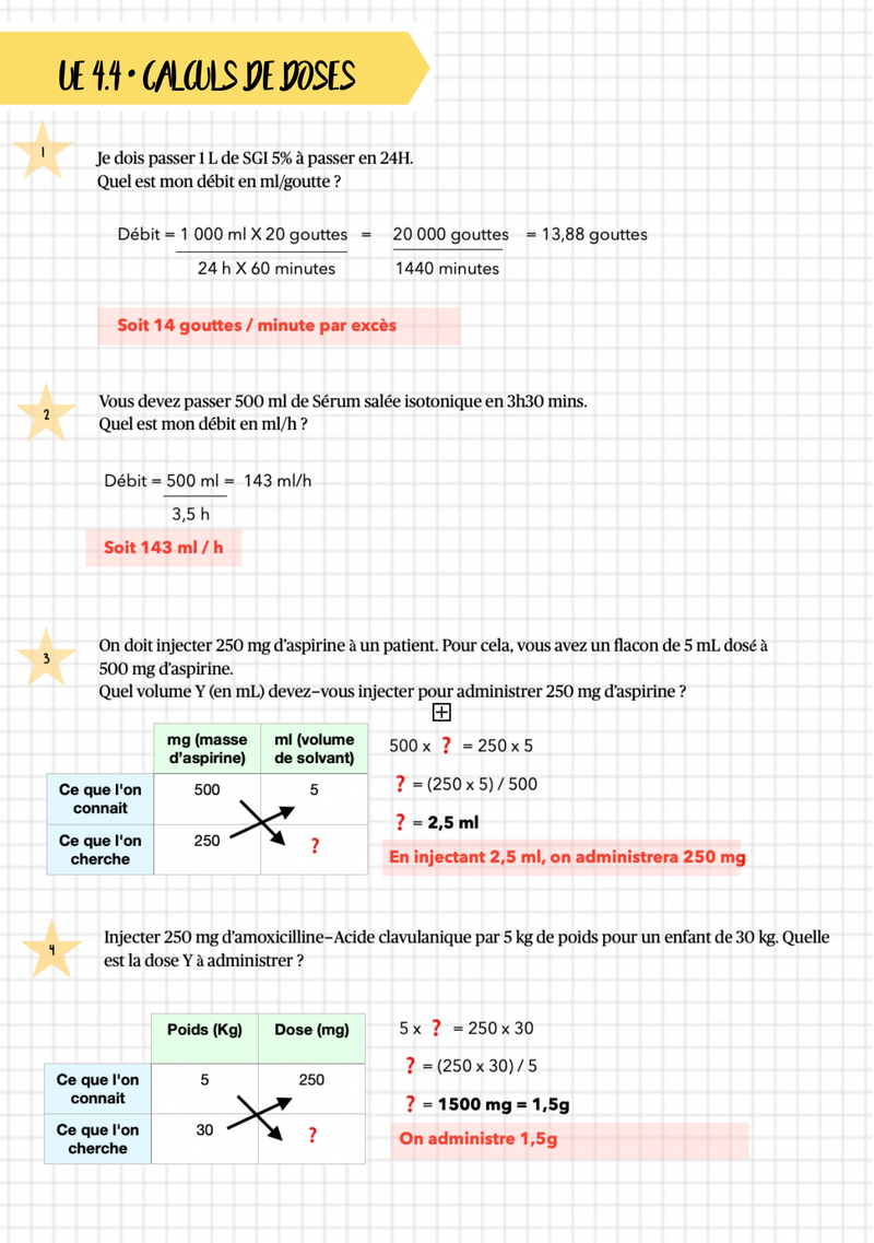 Exercice Calcul De Dose Infirmier 1ere Année