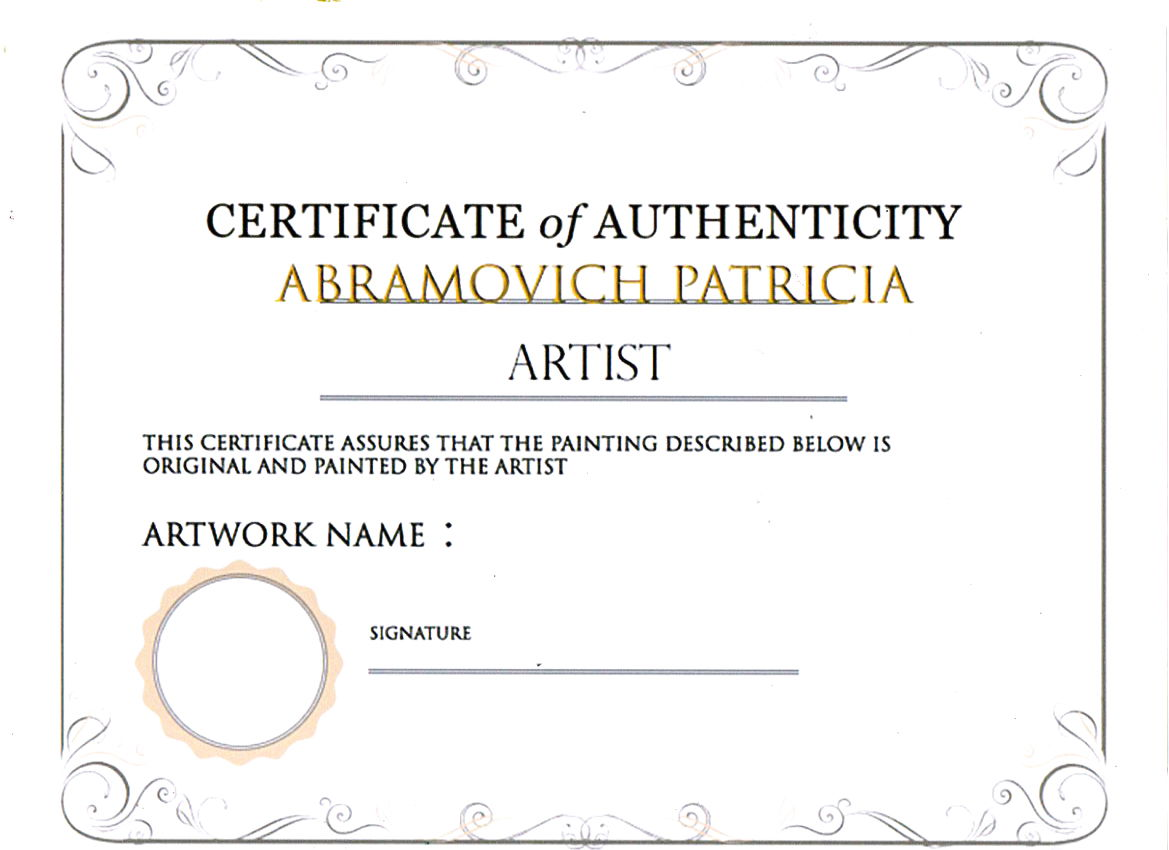 Certificate of Authenticity for every order