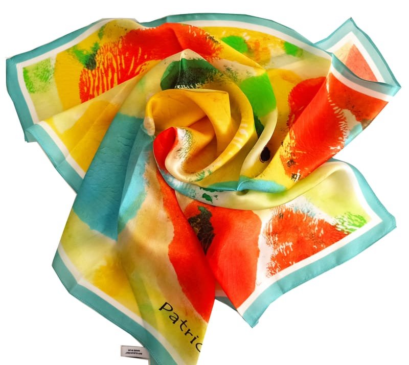 Abstract Bold colors silk Scarf