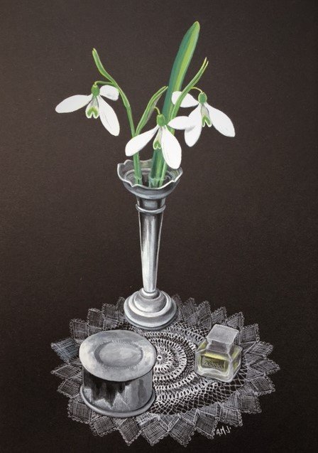 Snowdrops in Silver Vase