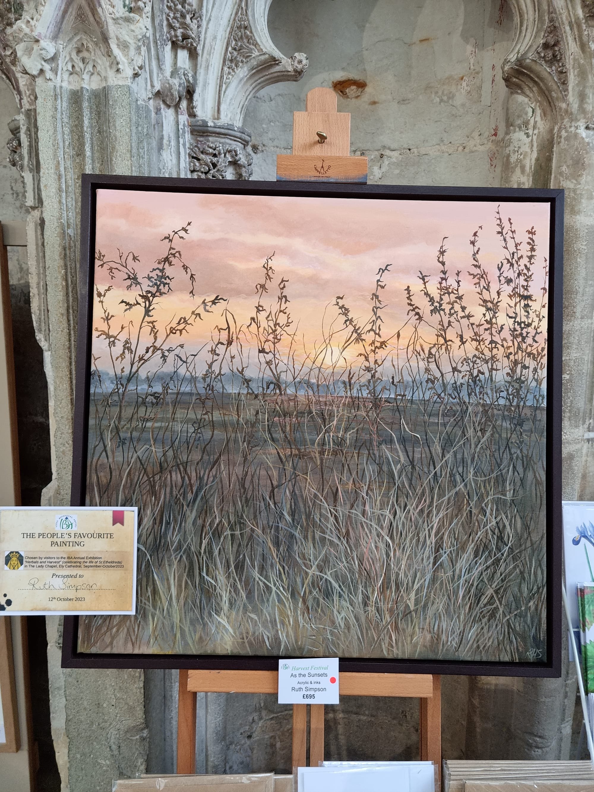 Ruth Simpson wins 'People's Favourite' at Ely Cathedral 'Herbals and Harvest' exhibition.