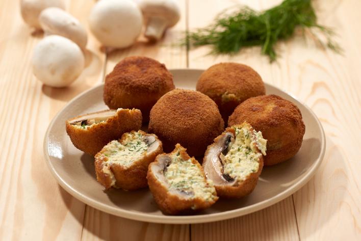 Stuffed breaded mushroom balls