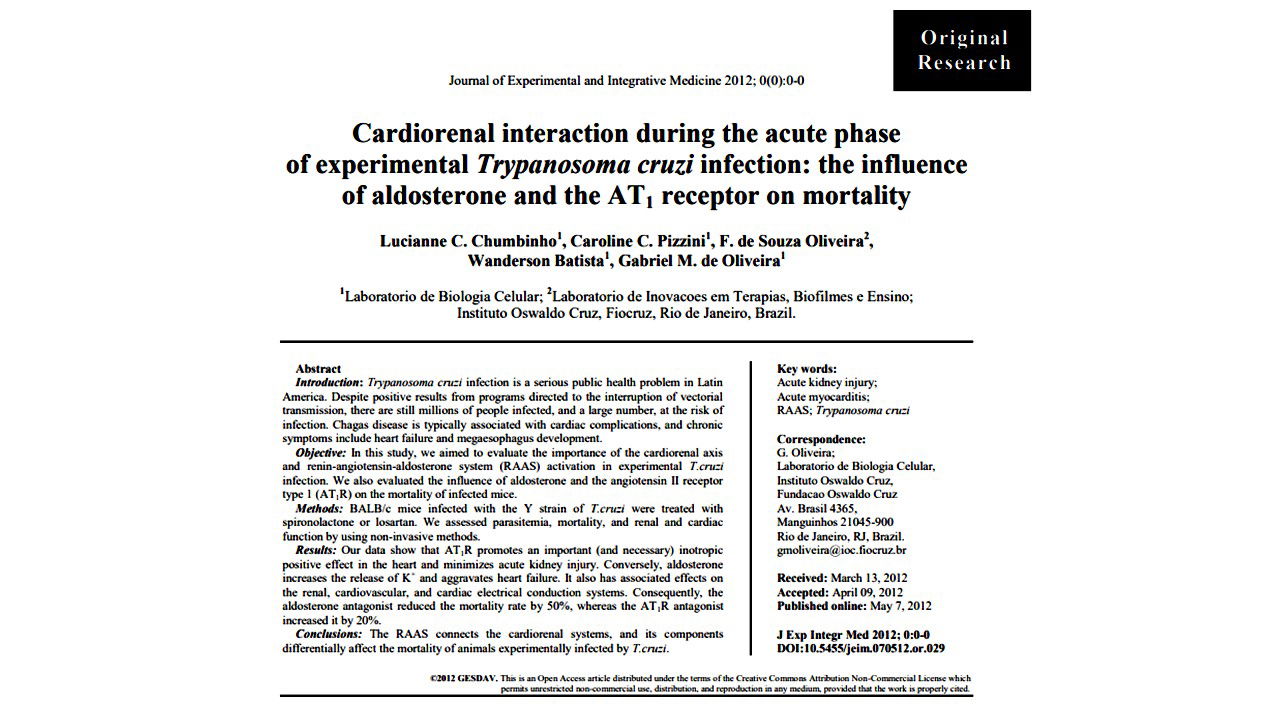 Cardiorenal interaction during the acute phase of experimental Trypanosoma cruzi infection: the influence of aldosterone and the AT1 receptor on mortality