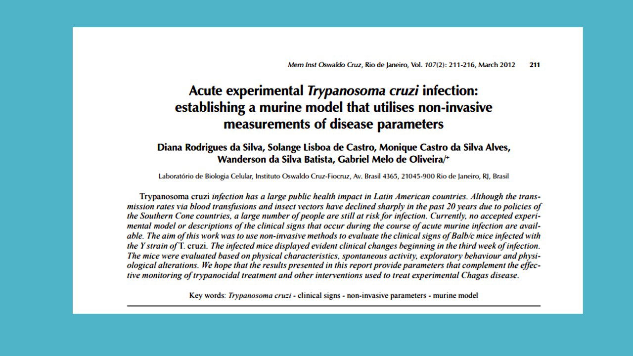 Acute experimental Trypanosoma cruzi infection: establishing a murine model that utilises non-invasive measurements of disease parameters