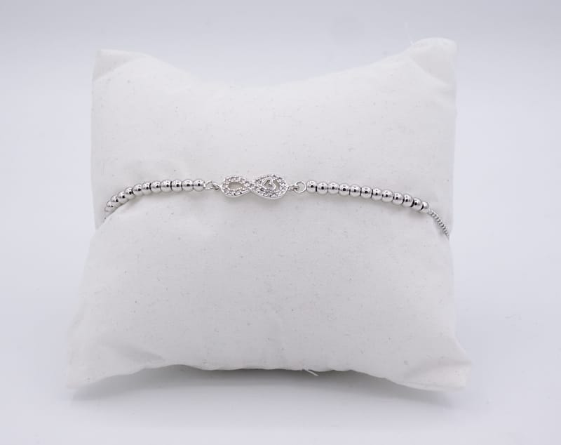 JewelryWe Bracciale Da Donna Infinito, Infinity Con Zirconi Brillantes, Colori Bracciali in Acciaio Inox per Amicizia, Regalo di Natale/San Valentino, Colore Argento Bianco
