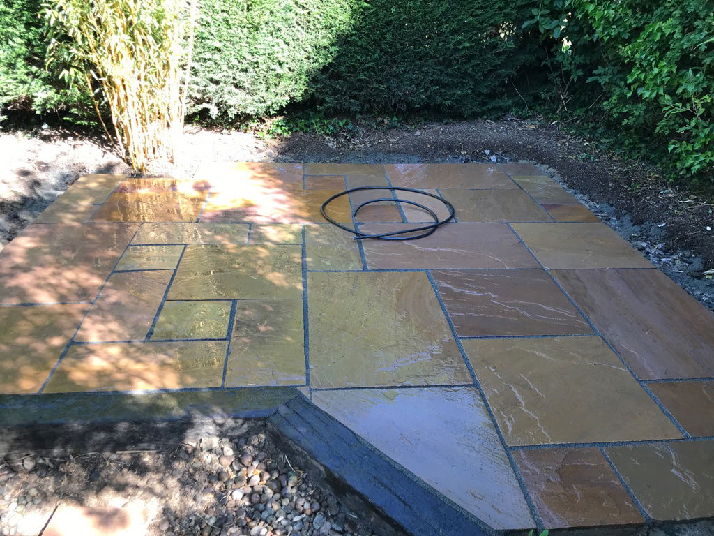 Indian Sandstone base with power supply for hot tub