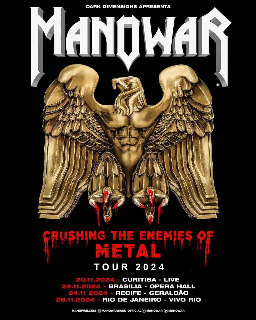 Manowar: Produtora confirma o quarto show no Brasil para novembro!