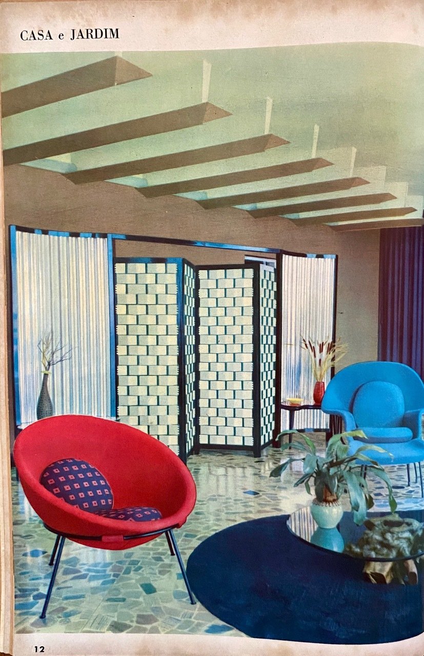 Moveis artisanal furniture, bowl chair by Lina Bo Bardi, Casa e Jardim 05/1956