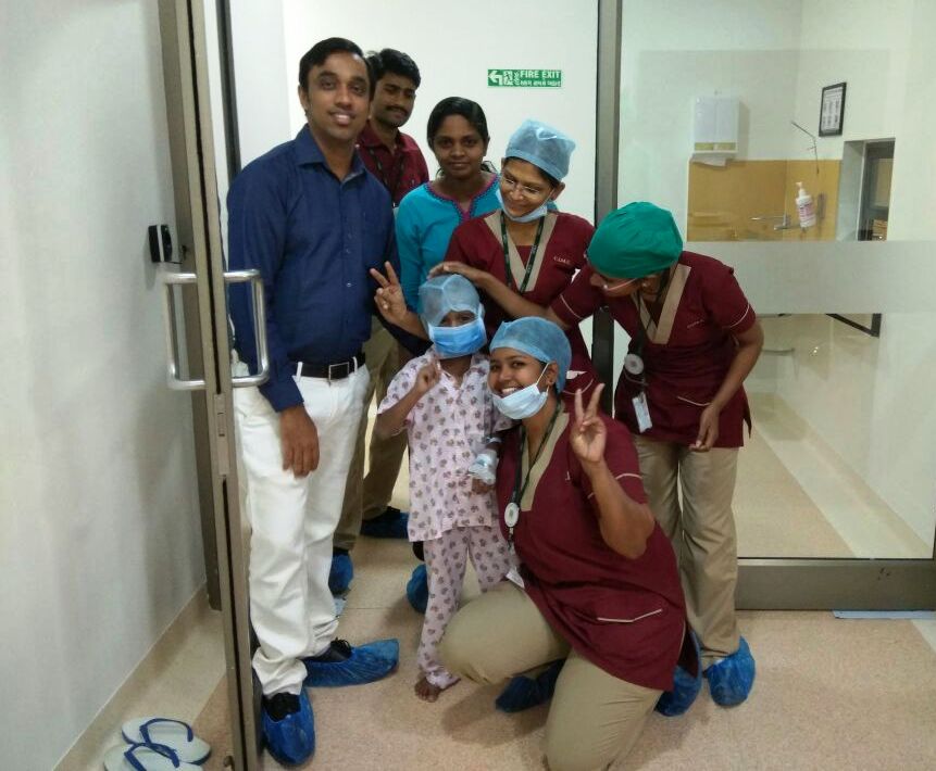 Child being discharged from the Sankalp-C2C BMT unit in Ahmedabad-India