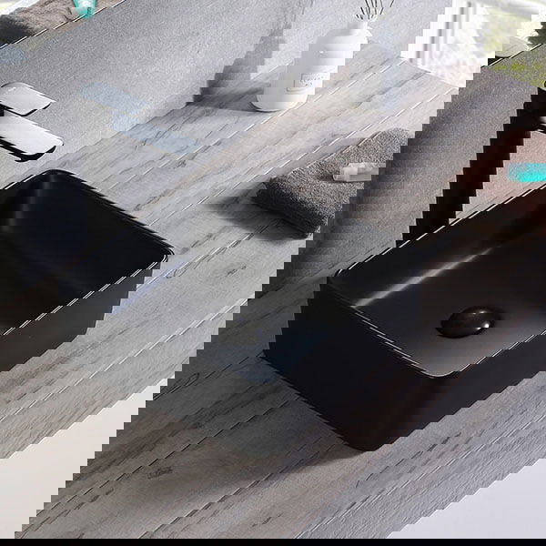 Innovative 304 Stainless Steel Bathroom Sinks, Square, Matte Black