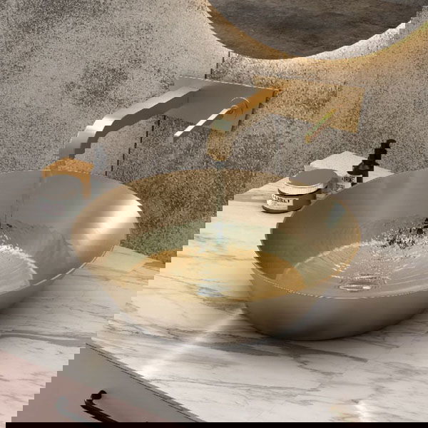 Innovative 304 Stainless Steel Bathroom Sinks, Round, PVD Brushed Gold