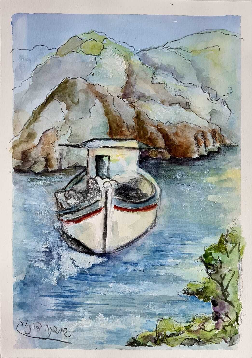 ציור מס. 57 - "סירה במעגן קסום"