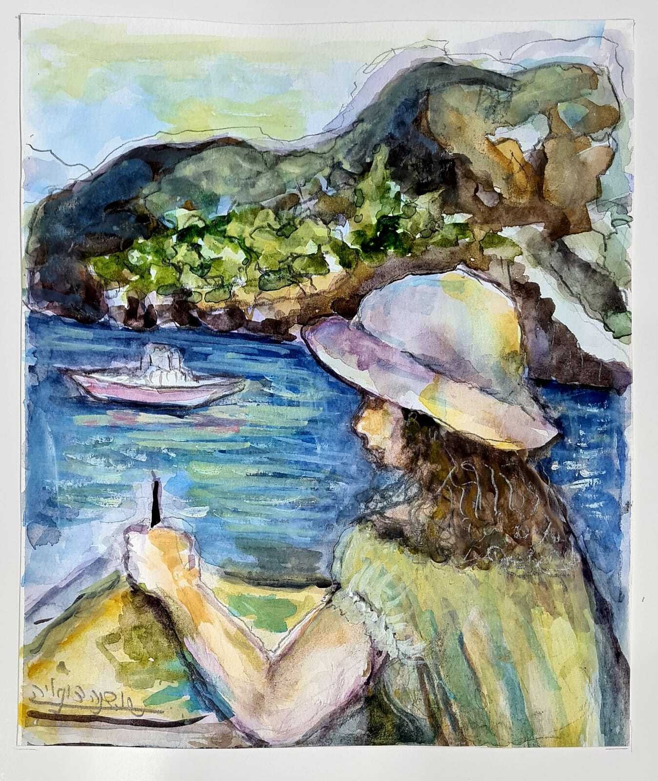 ציור מס. 62 - "אמנית מול הים"