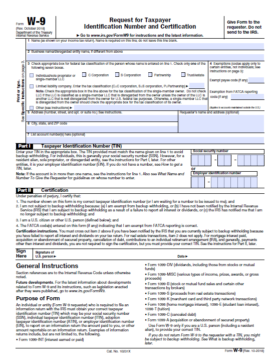 IRS Form W9