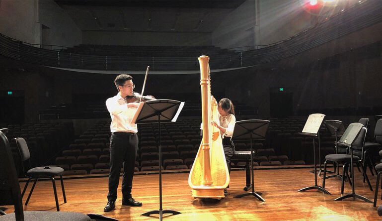 Harp & Violin Duet playing Saint Seans Fantasie