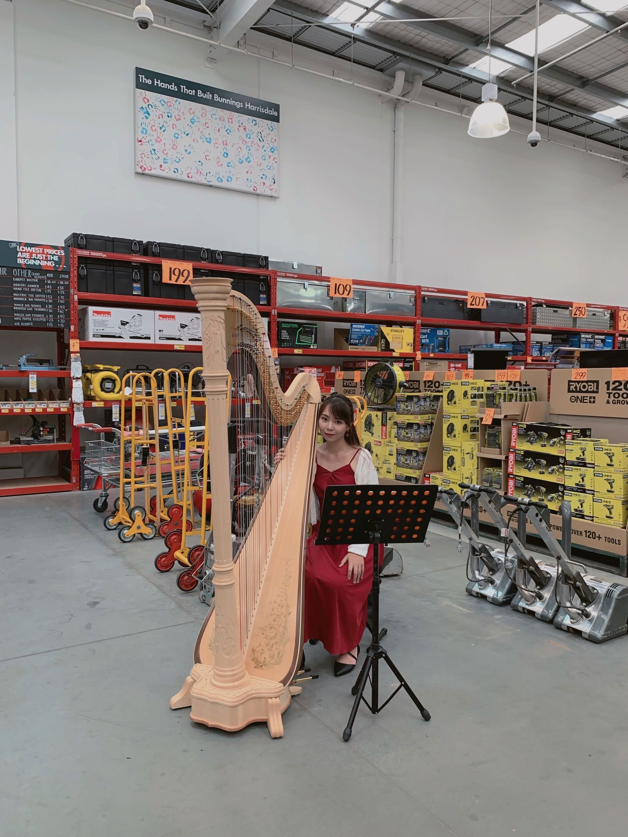 Harp Playing at Bunnings Warehouse
