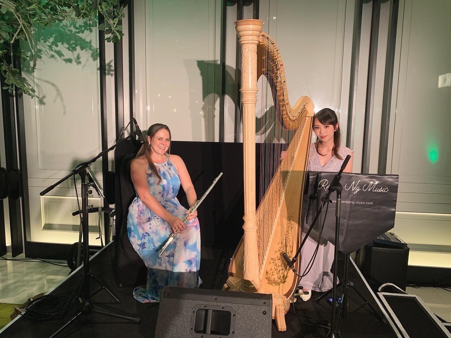 Harp and flute duet at Crown Perth 2022
