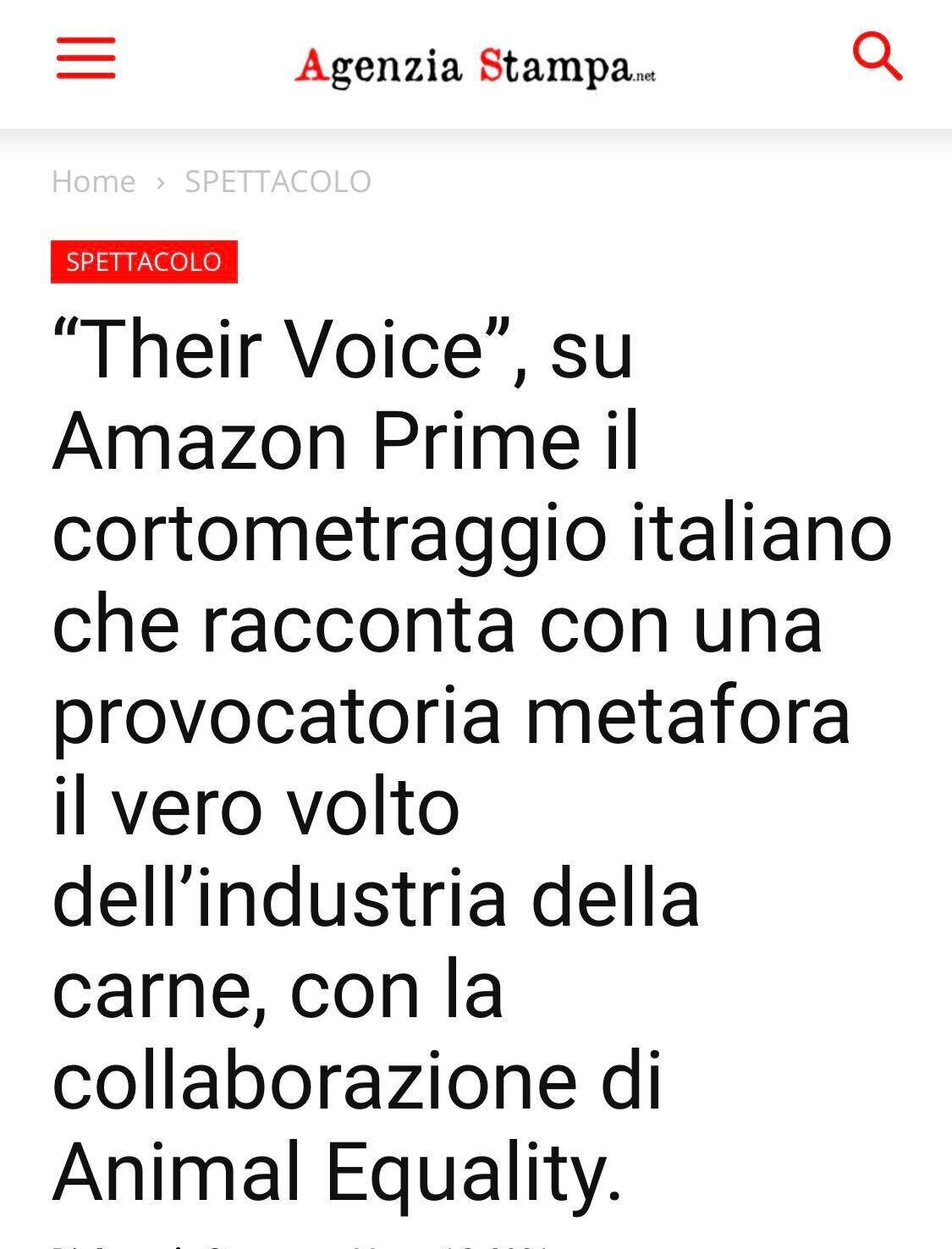 THEIR VOICE SU AMAZON PRIME - AGENZIA STAMPA.NET