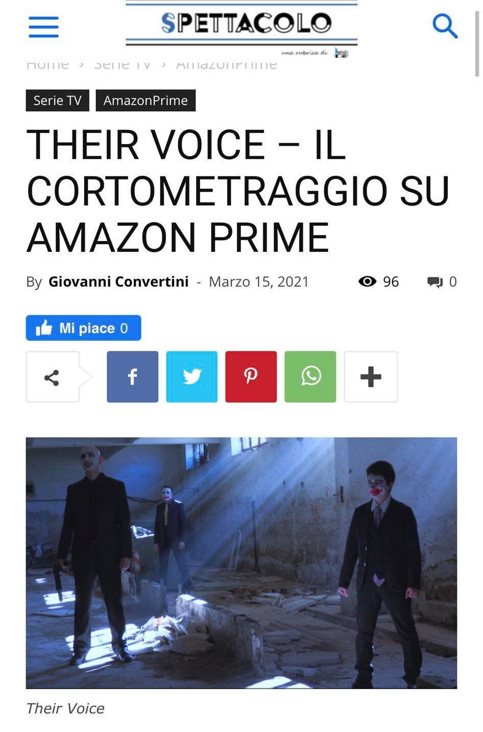 THEIR VOICE IL CORTOMETRAGGIO SU AMAZON PRIME - SPETTACOLO.PERIODICODAILY