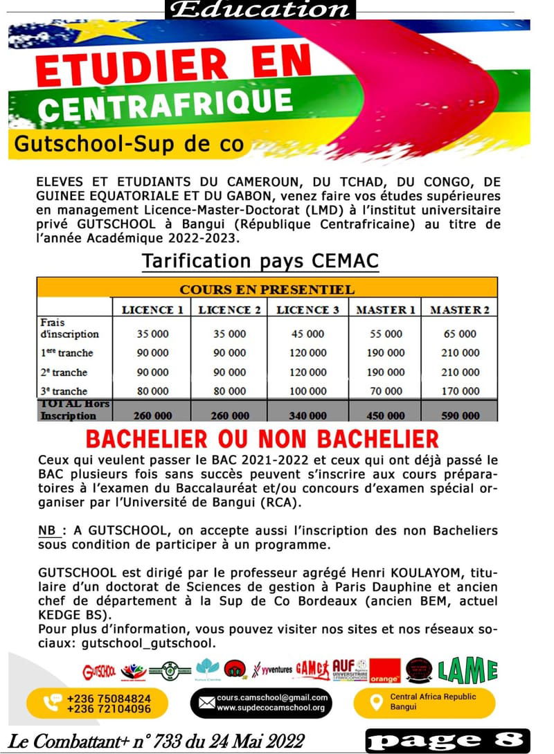 PREINSCRIPTION ZONE CEMAC 2023-2024