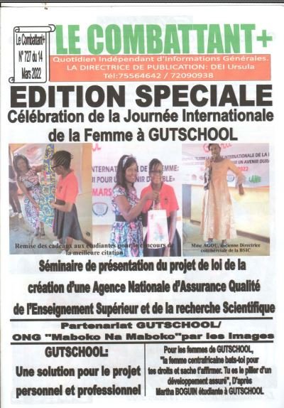 CELEBRATION DE LA JOURNEE INTERNATIONALE DE LA FEMME A GUTSCHOOL