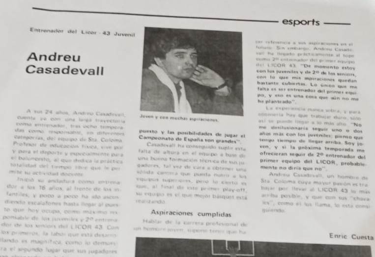 Recuerdos históricos: La primera entrevista a Andreu Casadevall