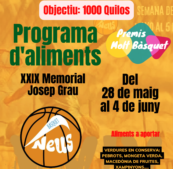 Recollida d'Aliments Programa Premis Molt Bàsquet - XXIX Memorial Josep Grau