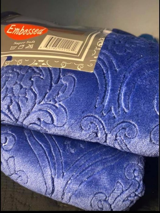 Royal Blue embossed luxurious blanket Broads Marketing