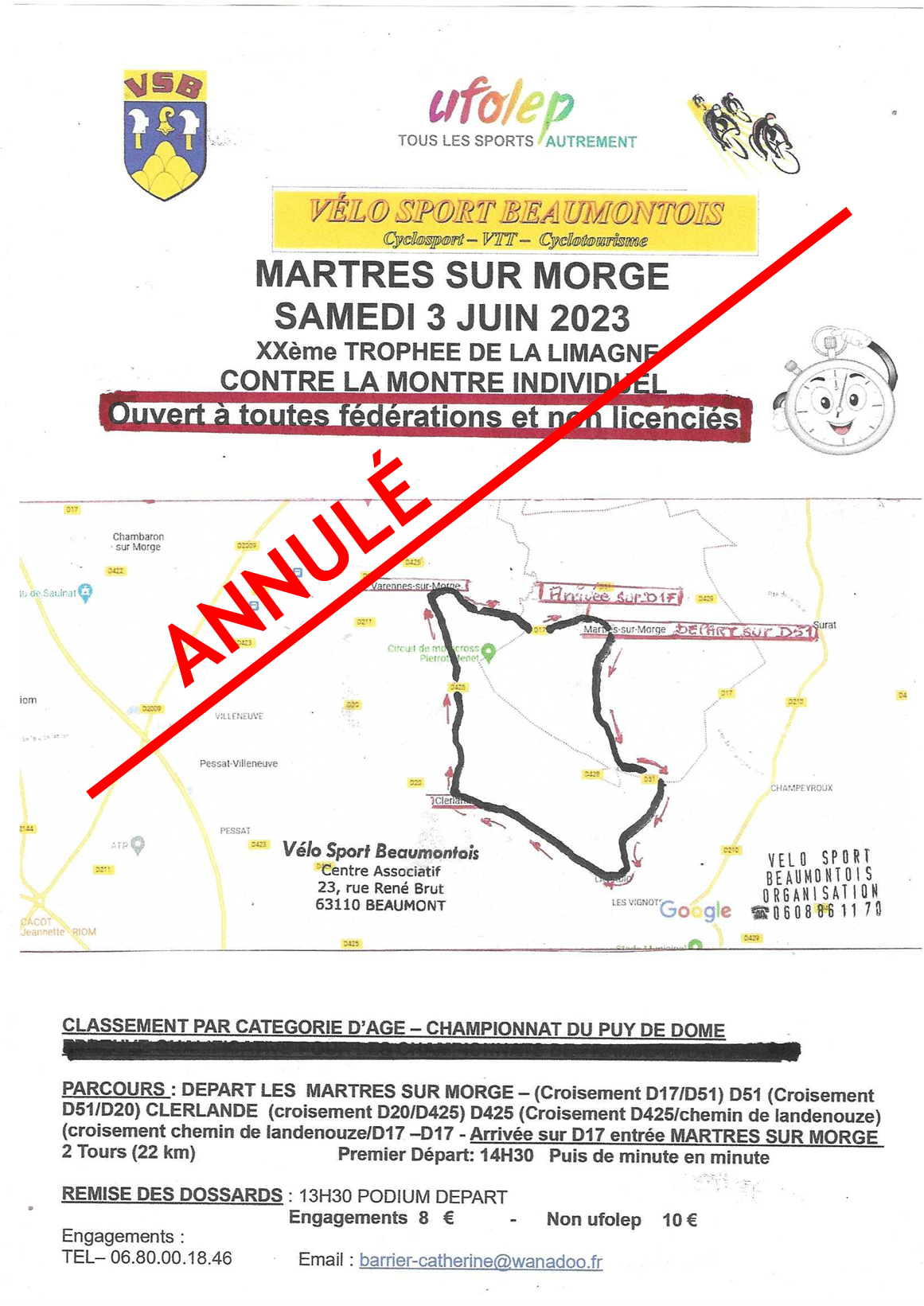 XXème trophée de la Limagne : ANNULÉ